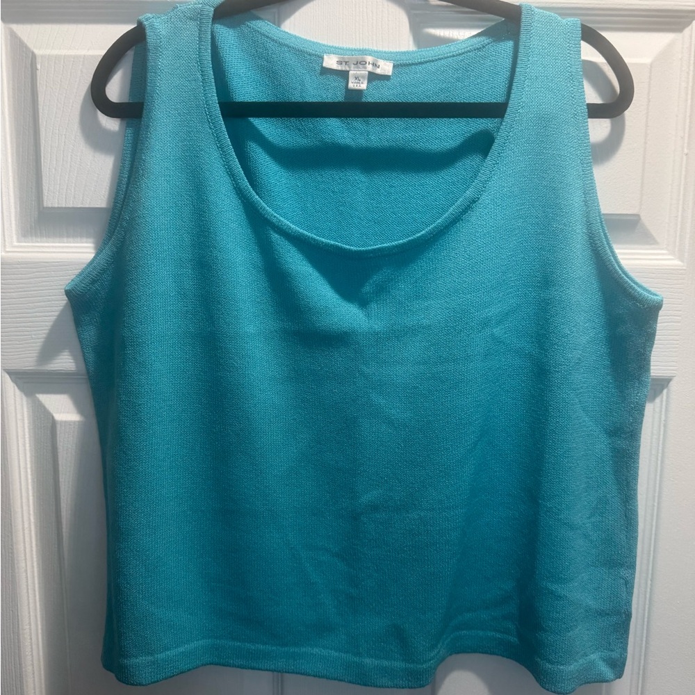 St. John Turquoise Knit Scoop Neck Tank